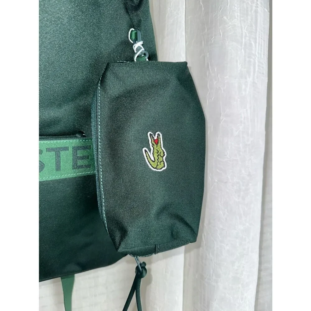 LACOSTE HUNTER GREEN SINOPLE BACKPACK PENCIL CASE Unisex 3 pocket